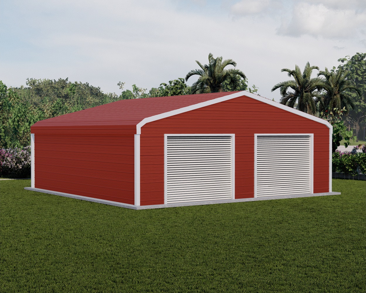 Regular style triple wide fully enclosed metal building priced from 26 ft to 30 ft wide with free installation