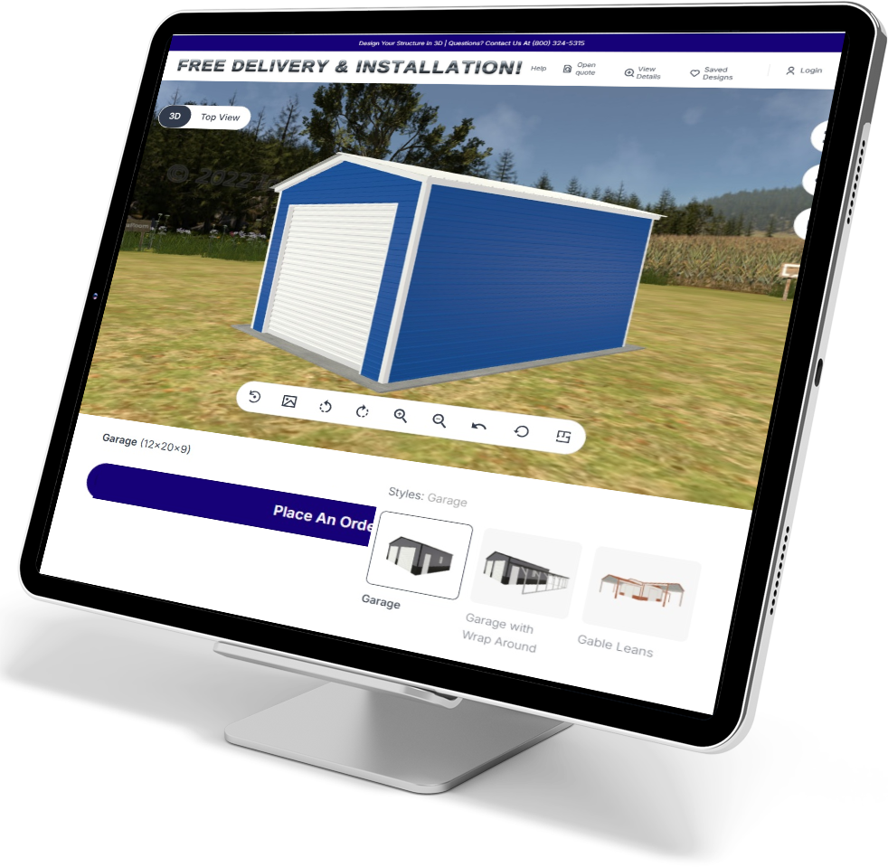 Design your 20' x 31' Boxed Eave Style Metal Building in our 3D builder